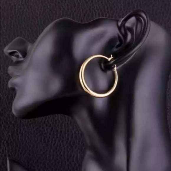 NEW 18K YELLOW GOLD 1” ROUND HOOPS - Picture 4 of 4